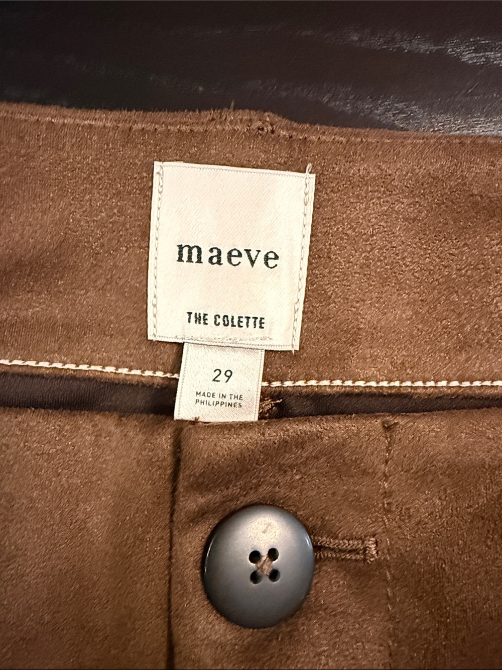Maeve/Anthropologie Colette Faux Suede Brown Wide-Leg Cropped Pants - Picture 3 of 4